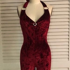 Stretch Crushed Velvet Catsuit Onepiece Jumper